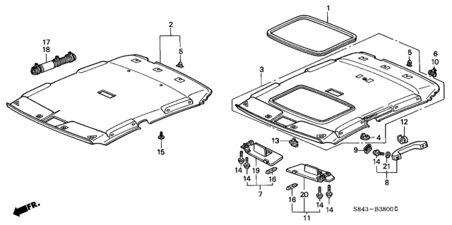 1998 Honda Accord Grab Rail *B96L* (LIGHT LAPIS) Diagram for 83240S84A01ZA
