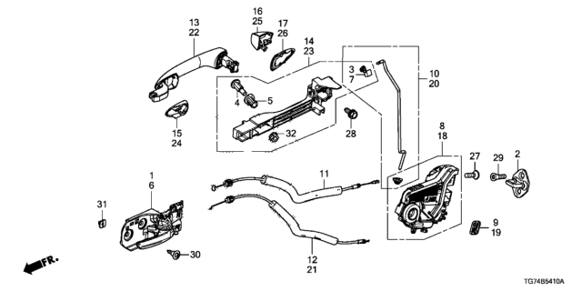 2018 Honda Pilot  Handle, Right Rear Diagram for 72641T2AB71