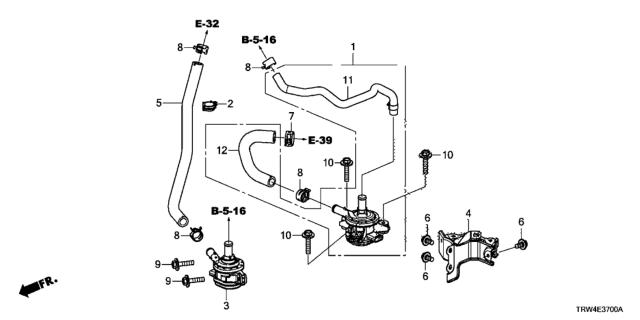 2019 Honda Clarity Plug-In Hybrid  Bracket Comp, Ewp Diagram for 1J2155WJA00