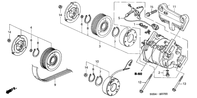 2002 Honda Civic Belt, Compressor (Mitsuboshi) Diagram for 38920PNF004