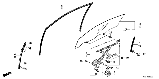 2011 Honda CR-Z  Sash, L. FR. Door (Lower) (FR) Diagram for 72270SZT003