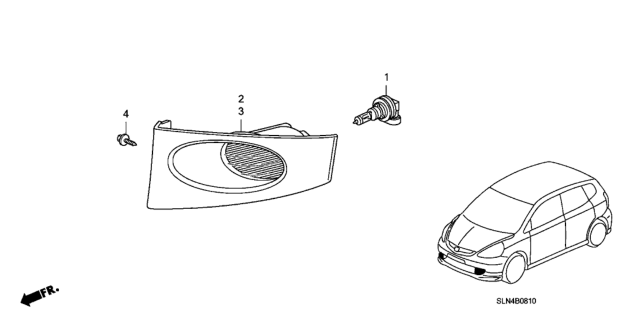 2007 Honda Fit  Foglight Unit, Passenger Side (Vivid Blue Pearl) Diagram for 33901SLNA01ZA