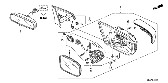 2007 Honda Accord Mirror Sub-Assembly, Driver Side (Flat) (Heated) Diagram for 76253SDNA11