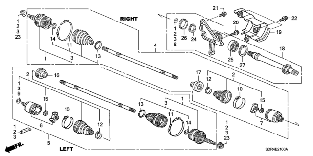 2005 Honda Accord Hybrid Boot Set, Inboard Diagram for 44017S3X010