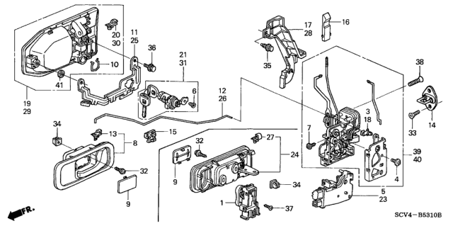 2004 Honda Element  Rod, L. FR. Inside Handle Diagram for 72171SCVA00