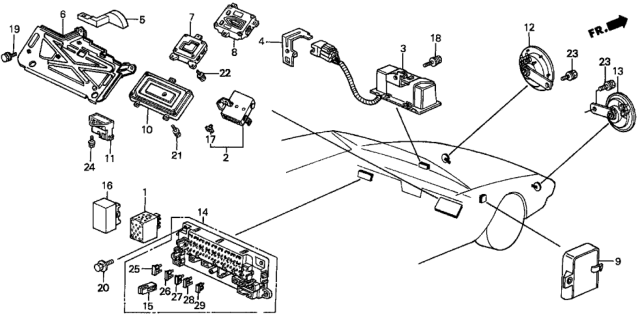 1991 Honda Prelude  Stay, Control Unit Diagram for 36046PK2660