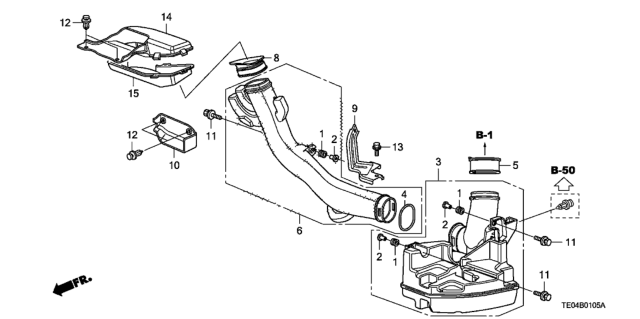 2008 Honda Accord Tube, Air Cleaner Connecting Diagram for 17251R40A00