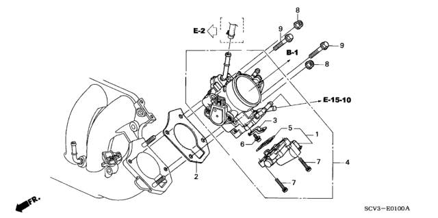 2004 Honda Element  Gasket, Throttle Body Diagram for 16176RAAA01