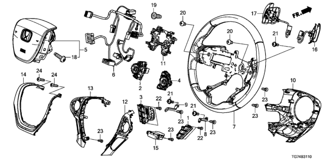 2017 Honda Pilot  Body Steering Wheel (Deep Black) Diagram for 78501TG7A13ZA