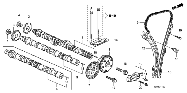 2008 Honda Accord  Camshaft, Exhuast Diagram for 14120R40A00