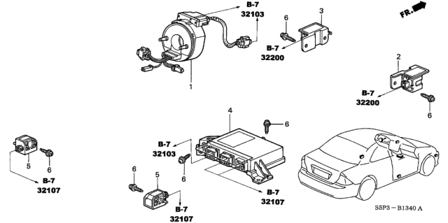 2001 Honda Civic SRS Unit (Siemens) Diagram for 77960S5PA91