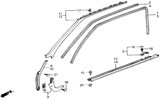 1989 Honda Accord Seal, R. Door Opening *NH83L* (OFF BLACK) Diagram for 72315SE0A01ZD