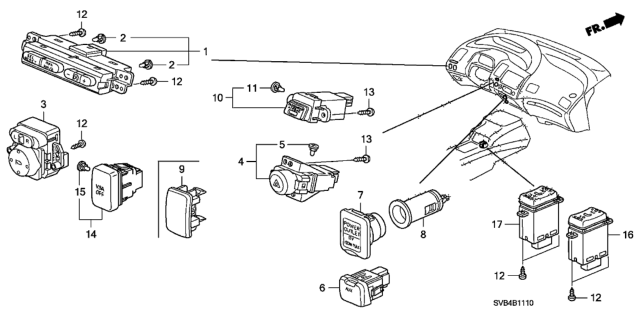 2011 Honda Civic  Switch Assembly, Illumination Control (Gun Metallic) Diagram for 35155SNAA11ZA