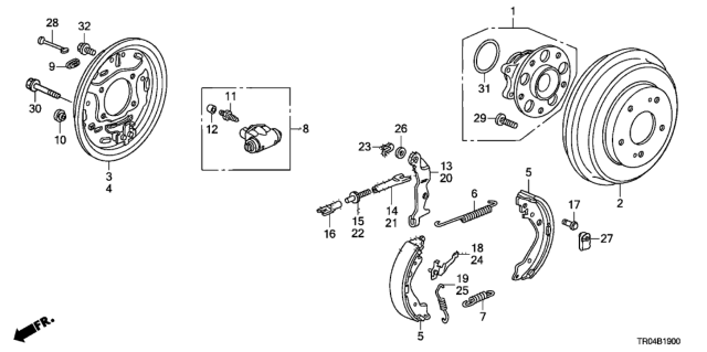 2012 Honda Civic Bearing Assembly, Rear Hub Unit Diagram for 42200TR0902