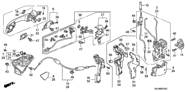 2007 Honda Odyssey  Handle Assembly, Left Front Door (Outer) (Ocean Mist Metallic) Diagram for 72180SHJA21ZB