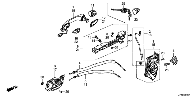 2017 Honda Pilot  Cable, Right Front Door Lock Diagram for 72133TG7A00