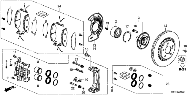 2020 Honda Odyssey Hub Assembly, Front Diagram for 44600THRA00