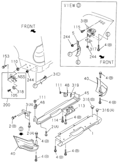 1998 Honda Passport Slider, RR. Bumper Diagram for 8978051522