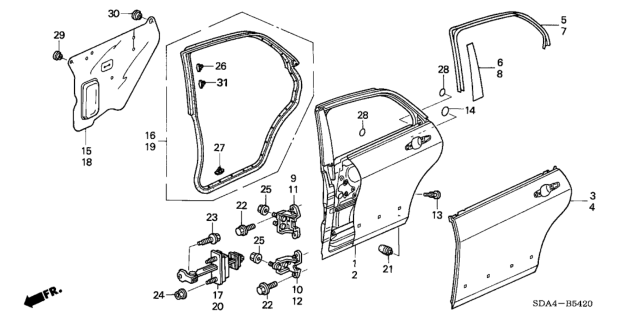 2004 Honda Accord  Seal, Handle Hole (Outer) Diagram for 72367SDAA00
