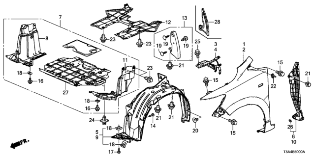 2016 Honda Fit  Enclosure, R. FR. Fender Diagram for 74105T5A000