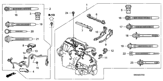 2007 Honda CR-V  Wire Harness, Engine Diagram for 32110RZAA51