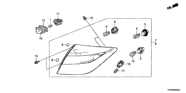 2012 Honda Crosstour  Taillight Assy., L. Diagram for 33550TP6A01
