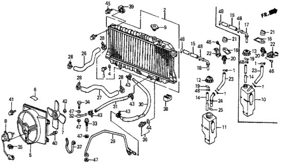 1987 Honda Prelude  Clip, Reserve Tank Joint Diagram for 19107PA0000
