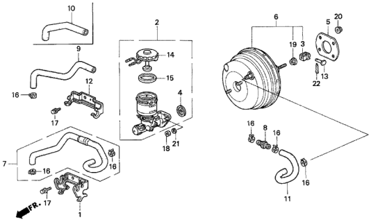 1997 Honda Del Sol Master Cylinder Assembly Diagram for 46100SR3033