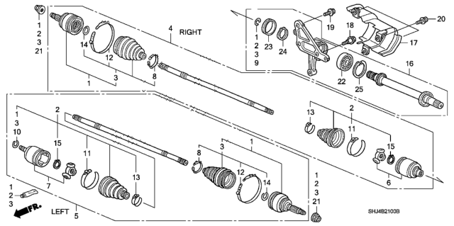 2010 Honda Odyssey Joint, Inboard Diagram for 44310SHJC11