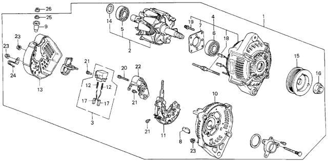 1985 Honda Civic Rectifier Assy. Diagram for 31127PD1004