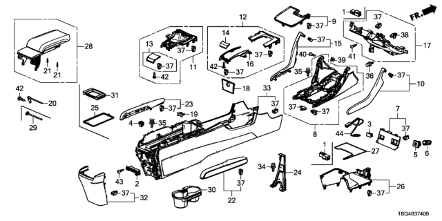 2018 Honda Civic Cup Holde (Deep Black) Diagram for 83446TBAA01ZA