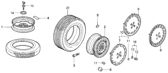 1992 Honda Civic  Trim, Wheel (14X5J) Diagram for 44733SR4962