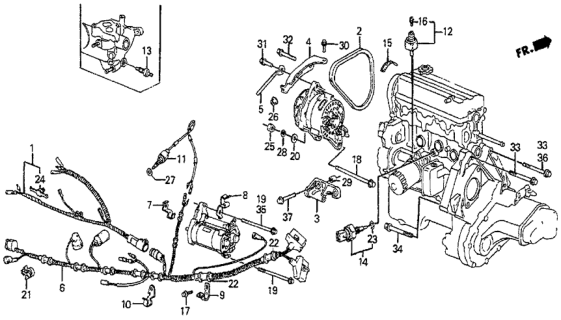 1984 Honda Prelude Clip, Wire Harness Diagram for 90624SB0003