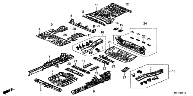 2021 Honda Odyssey  Pan, Floor (Lower) Diagram for 65150THR305ZZ