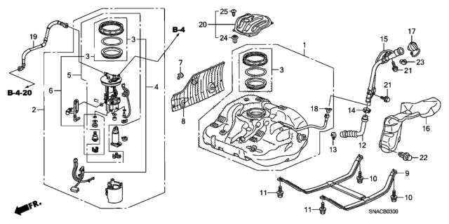 2011 Honda Civic  Nut & Gasket Set, Fuel Lock Diagram for 17046SNAA00