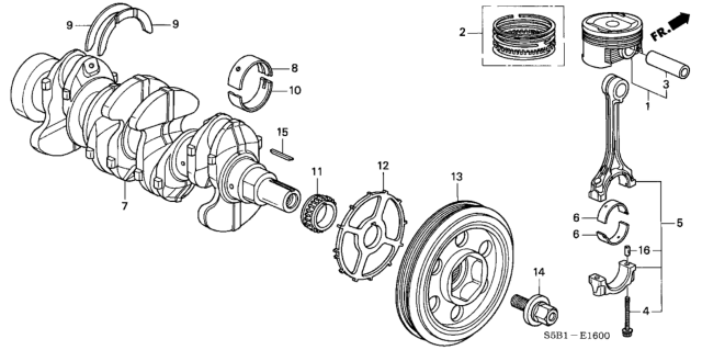 2005 Honda Civic  Piston Set (Std) Diagram for 13010PZAA00