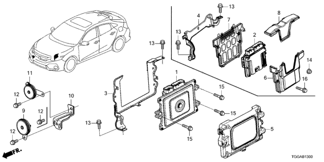 2021 Honda Civic  Control Module, Powertrain Diagram for 378205BFA34