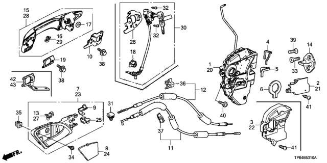 2014 Honda Crosstour Latch Assembly, Left Front Door Power Diagram for 72150TP6A03