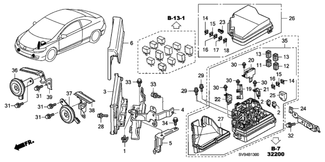 2011 Honda Civic  Horn Assembly (High) Diagram for 38150SLA013
