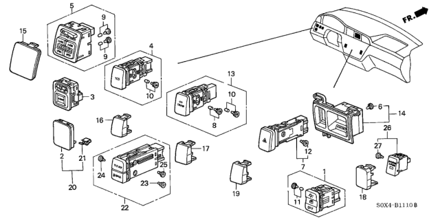 2004 Honda Odyssey  Indicator Assy., Passenger SRSoff Diagram for 77955S0XA01