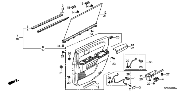 2026 Honda CR-V Clip, Door Lining Skin Diagram for 90146SDAA00