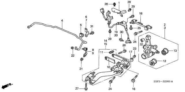 2002 Honda Civic  Bush, Rear Arm (Lower) (Inner) Diagram for 52364S5A004