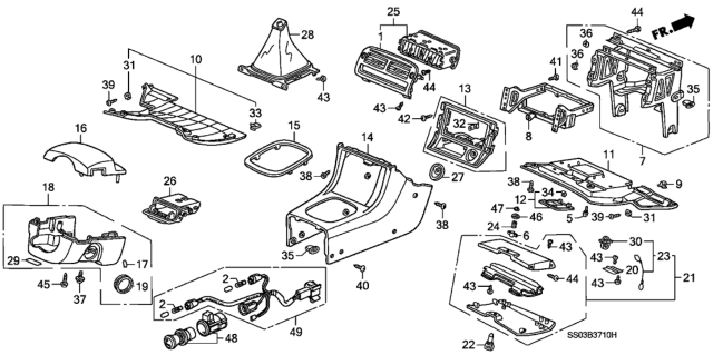 1994 Honda Prelude Clip, Instrument Panel Face Diagram for 77202SJ5000