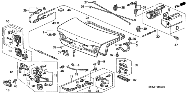 2002 Honda Accord Actuator Assy., Trunk Diagram for 74856S84A41