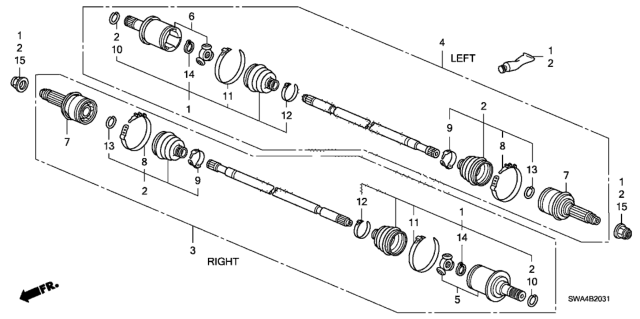 2007 Honda CR-V  Joint, Outboard Diagram for 42330SXSA01