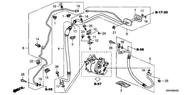 2007 Honda CR-V  Clip, Receiver Pipe Diagram for 80381SJAA01