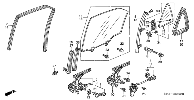 1998 Honda Accord  Sticker (Lev) Diagram for 75737S82A00