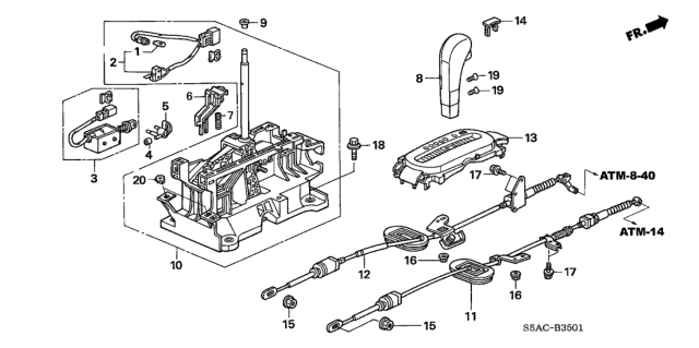 2005 Honda Civic Stopper, Shift Lock Diagram for 54023S5A951