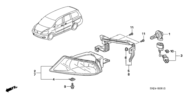 2007 Honda Odyssey  Grommet Diagram for 33913SHJA01