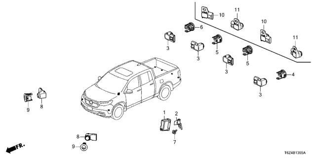 2021 Honda Ridgeline SENSOR ASSY- *NH533* Diagram for 39680T6ZA21ZA